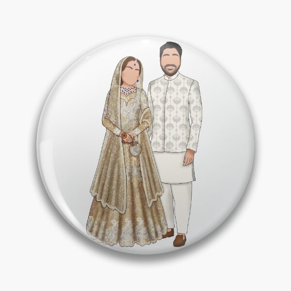 Item preview, Wedding Couple Muslim Indian Desi Reception Walima Barat Nikkah designed and sold by Sketchbook Studio by Aqsaa.
