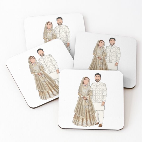 Item preview, Wedding Couple Muslim Indian Desi Reception Walima Barat Nikkah designed and sold by Sketchbook Studio by Aqsaa.