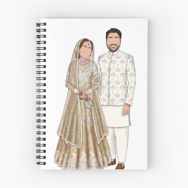 Item preview, Wedding Couple Muslim Indian Desi Reception Walima Barat Nikkah designed and sold by Sketchbook Studio by Aqsaa.