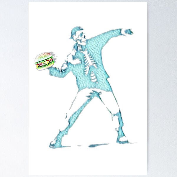 Item preview, Hombre esqueleto sosteniendo una hamburguesa n.° 4 designed and sold by creativerooney.
