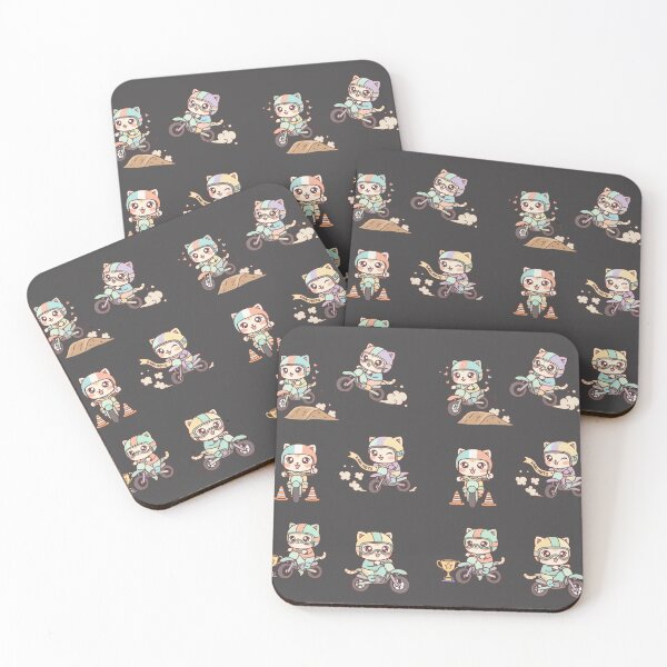 Item preview, Kawaii Motorbike Adventure: Pack of 6 Adorable Biker Kittens | Cute Biker Cat Design for Motorcycle and Cat Lovers designed and sold by DibuHumor.