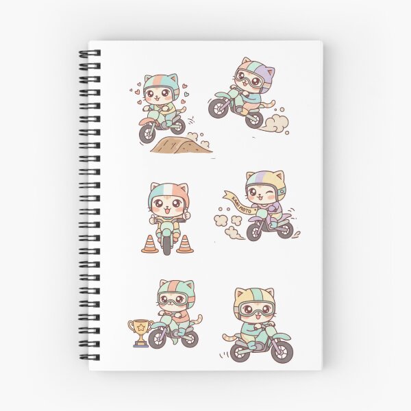 Item preview, Kawaii Motorbike Adventure: Pack of 6 Adorable Biker Kittens | Cute Biker Cat Design for Motorcycle and Cat Lovers designed and sold by DibuHumor.