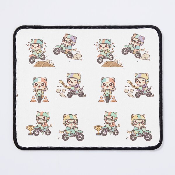 Item preview, Kawaii Motorbike Adventure: Pack of 6 Adorable Biker Kittens | Cute Biker Cat Design for Motorcycle and Cat Lovers designed and sold by DibuHumor.