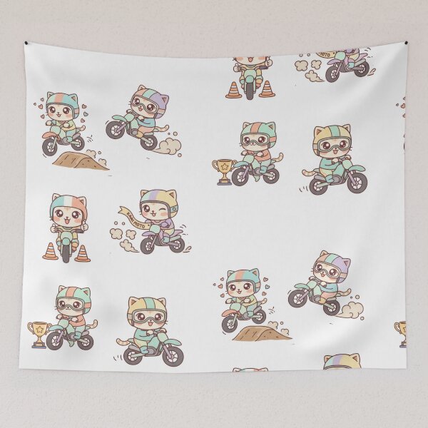Item preview, Kawaii Motorbike Adventure: Pack of 6 Adorable Biker Kittens | Cute Biker Cat Design for Motorcycle and Cat Lovers designed and sold by DibuHumor.