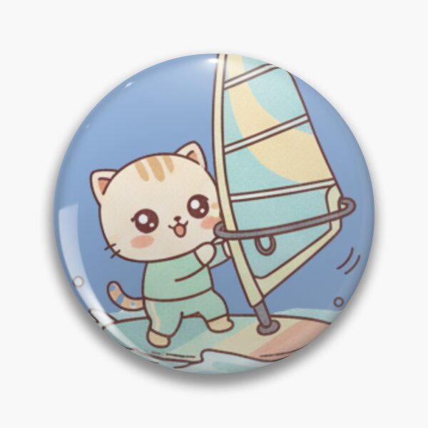 Item preview, Kawaii Water Adventure: Pack of 5 Adorable Surfing and Windsurfing Kittens | Cute Summer Cat Design for Sea and Cat Lovers designed and sold by DibuHumor.