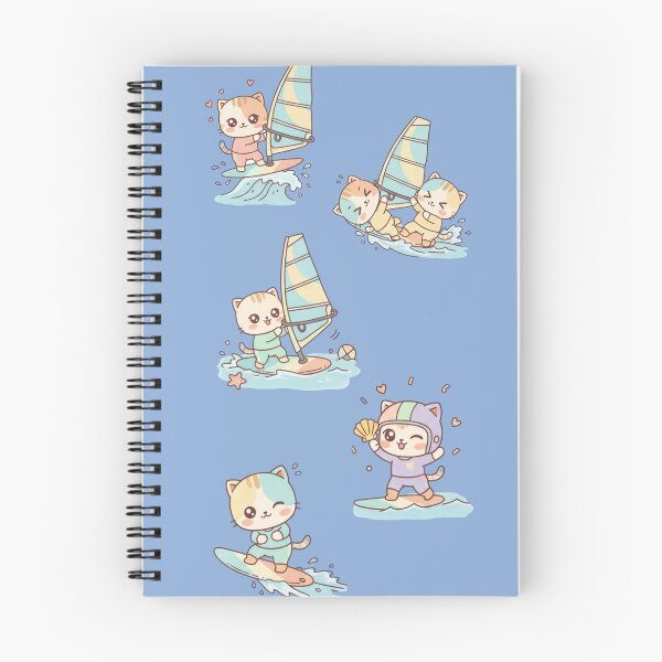 Item preview, Kawaii Water Adventure: Pack of 5 Adorable Surfing and Windsurfing Kittens | Cute Summer Cat Design for Sea and Cat Lovers designed and sold by DibuHumor.