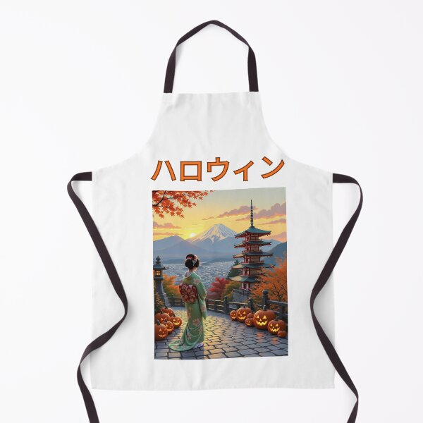Item preview, Halloween geisha, Asian woman, pagoda, Asian landscape, pumpkin,  designed and sold by Coolparrotgirl.