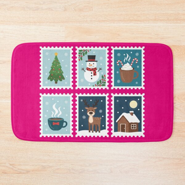Item preview, Winter Holiday Postage Stamps – Snowman, Reindeer, Cabin & Hot Cocoa designed and sold by Syrupulse.