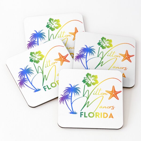 Item preview, Rainbow Wilton Manors Florida Design with Tropical Palm Hibiscus and Starfish designed and sold by WarFX Designs.