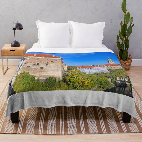 Item preview, Cesky Krumlov castle tower and the Vltava River cityscape, autumn season designed and sold by goceris.