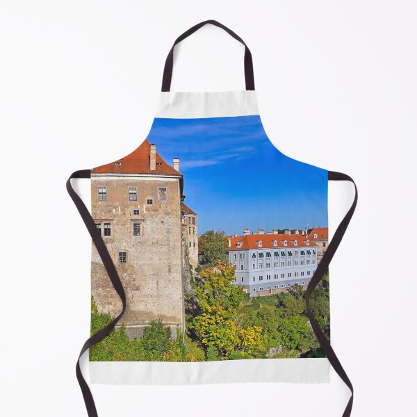 Item preview, Cesky Krumlov castle tower and the Vltava River cityscape, autumn season designed and sold by goceris.