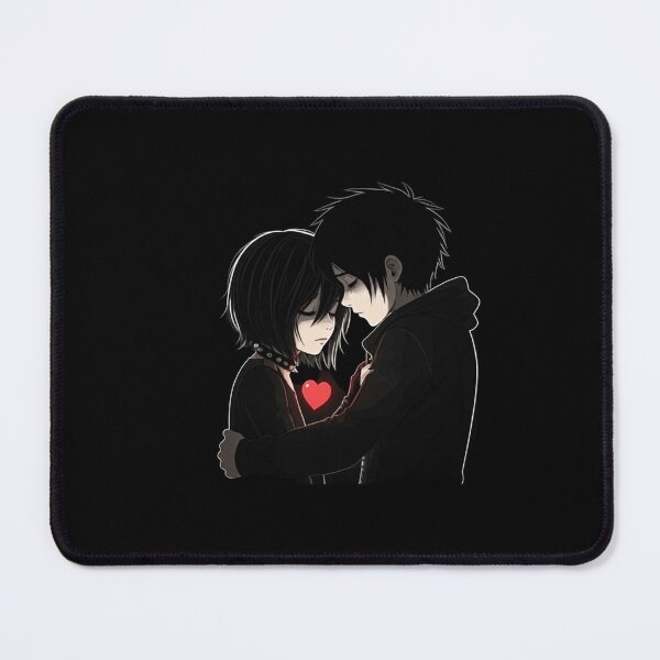 Item preview, Emo Couple Hug – Minimalist Black and White Punk Love Illustration designed and sold by PixelVibe782.