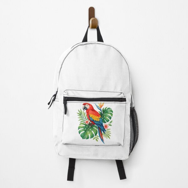 Item preview, Tropical Parrot with Jungle Leaves and Flowers designed and sold by ArtfulWeave.