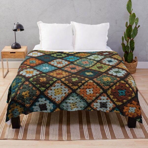 Item preview, Crochet Granny Square Pattern • Colorful Vintage Square Design designed and sold by Amalzaki.