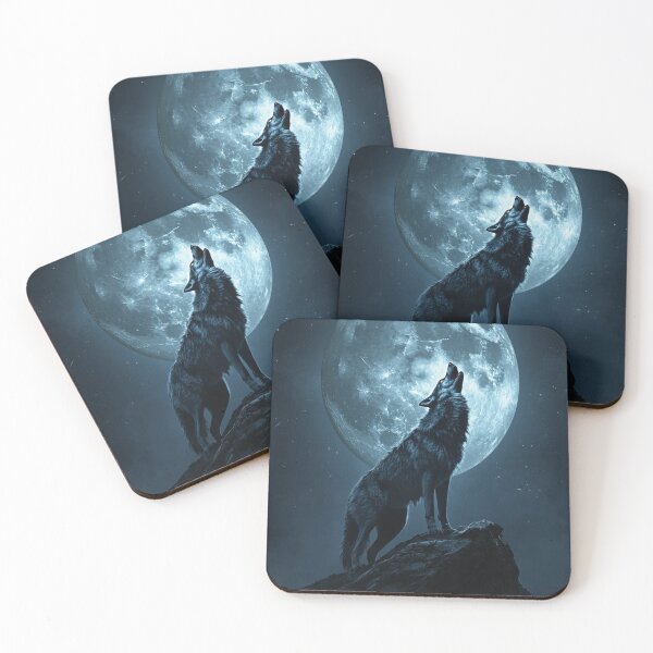 Item preview, Howling Wolf Under Huge Full Moon – Dark Mystical Night Fantasy Art designed and sold by Mintiko2.