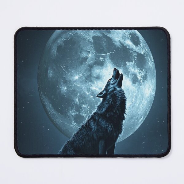 Item preview, Howling Wolf Under Huge Full Moon – Dark Mystical Night Fantasy Art designed and sold by Mintiko2.