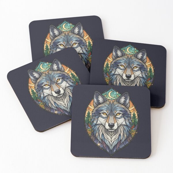 Item preview, Stained Glass Wolf - Guardian of the Forest| Sticker pack designed and sold by MerchYouSearch.