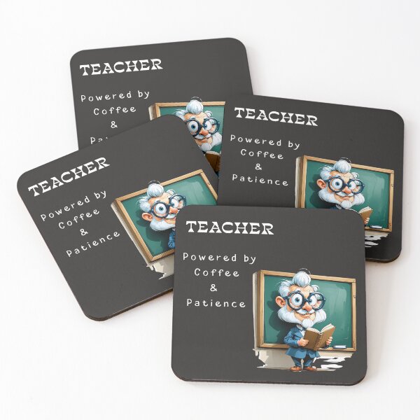 Item preview, Teacher Powered by Coffee & Patience – Funny Teacher Gift Classroom Cartoon designed and sold by joxprints.