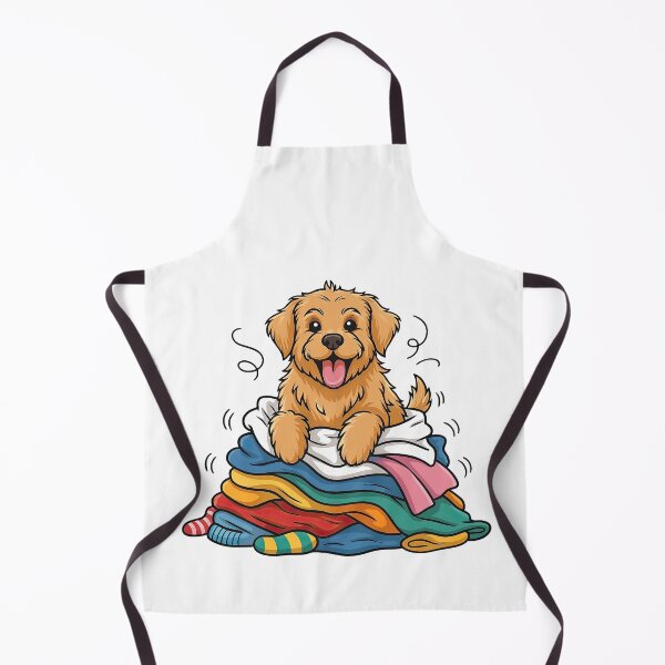 Item preview, Cute Puppy on Laundry Pile Cartoon Illustration designed and sold by ArtfulWeave.
