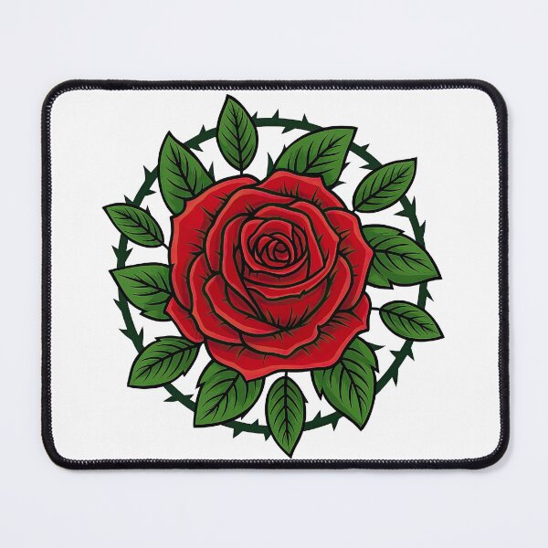 Item preview, Bold Red Rose with Thorns and Green Leaves designed and sold by ArtfulWeave.