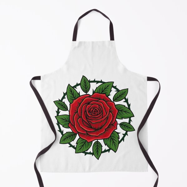 Item preview, Bold Red Rose with Thorns and Green Leaves designed and sold by ArtfulWeave.