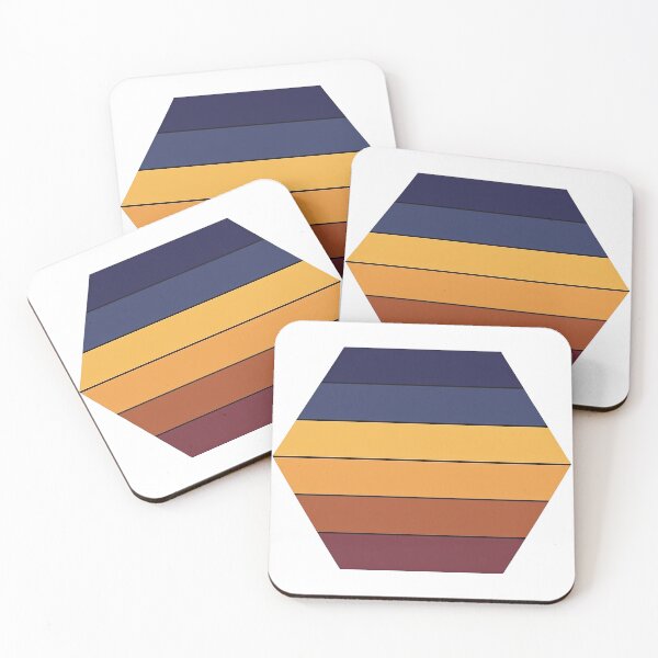 Item preview, Retro Hexagon Sunset with Warm Gradient Stripes designed and sold by ArtfulWeave.