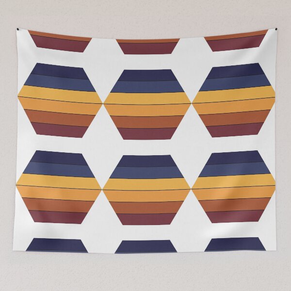 Item preview, Retro Hexagon Sunset with Warm Gradient Stripes designed and sold by ArtfulWeave.