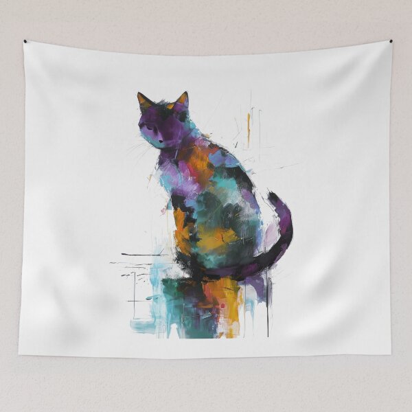 Item preview, Colorful Abstract Cat Silhouette  designed and sold by caracatita75.