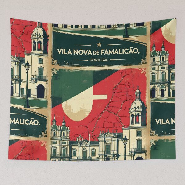 Item preview, Vila Nova de Famalicao Portugal 1950s Vintage Travel Tourism designed and sold by TravelersGems.