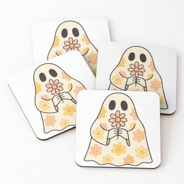 Item preview, Cute Retro Ghost with Daisy Flowers Illustration designed and sold by RuweisVibes.