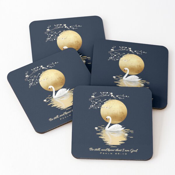 Item preview, Be Still and Know That I Am God – Elegant Christian Mindfulness Art | Psalm 46:10 Gold Swan Reflection Design for Peace & Serenity designed and sold by AmenAlways.