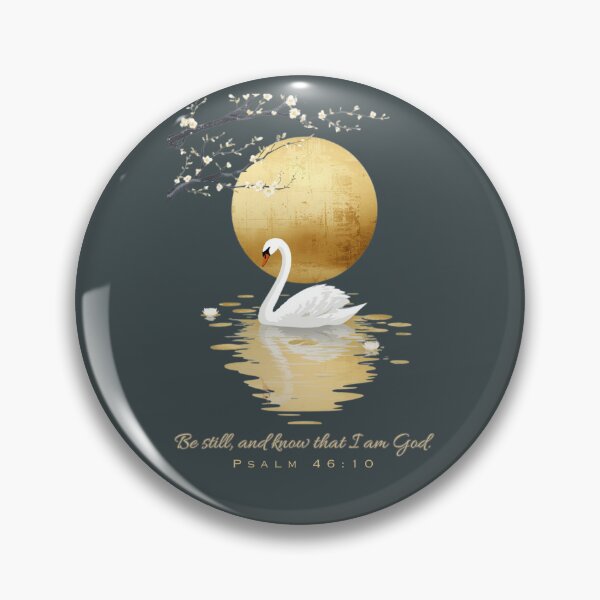 Item preview, Be Still and Know That I Am God – Elegant Christian Mindfulness Art | Psalm 46:10 Gold Swan Reflection Design for Peace & Serenity designed and sold by AmenAlways.