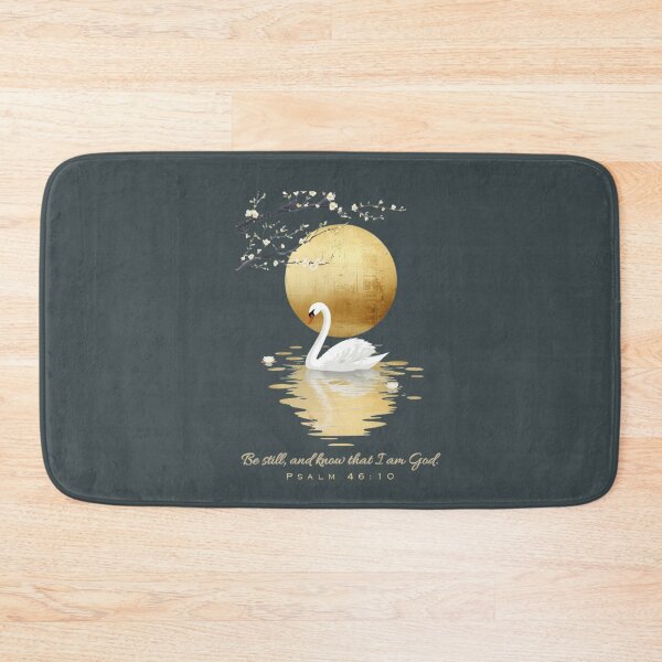Item preview, Be Still and Know That I Am God – Elegant Christian Mindfulness Art | Psalm 46:10 Gold Swan Reflection Design for Peace & Serenity designed and sold by AmenAlways.