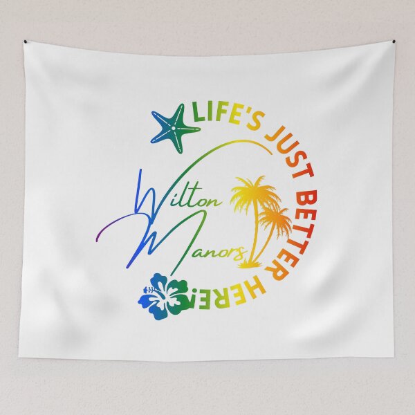 Item preview, Wilton Manors Florida Rainbow Tropical Design with Life’s Just Better Here Quote designed and sold by WarFX Designs.