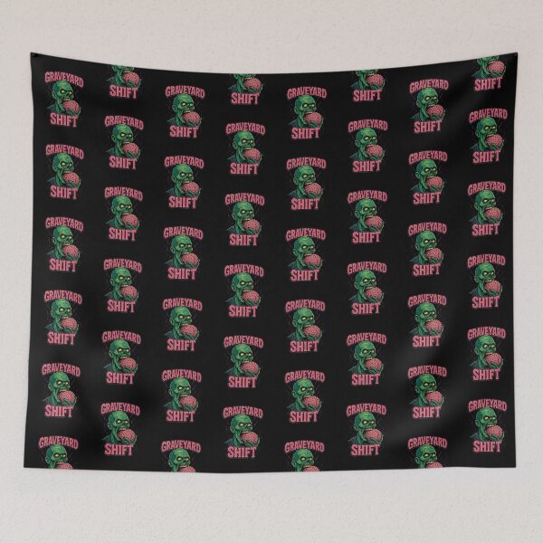 Item preview, Graveyard Shift Funny Zombie Eating Brain Horror T-Shirt designed and sold by FestivityFinds.