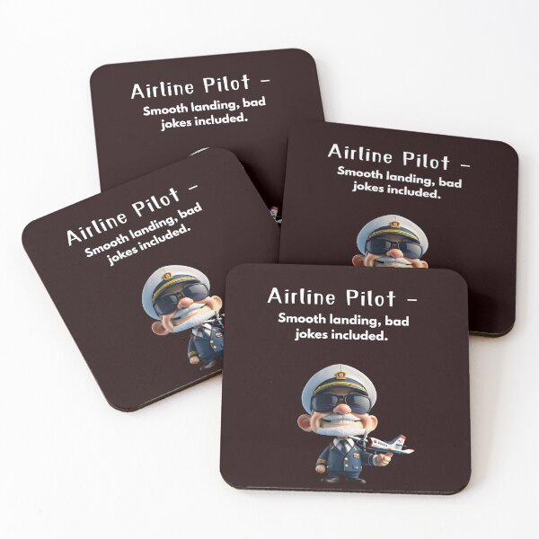 Item preview, Airline Pilot – Smooth Landing, Bad Jokes Included | Funny Cartoon Aviation Gift designed and sold by joxprints.