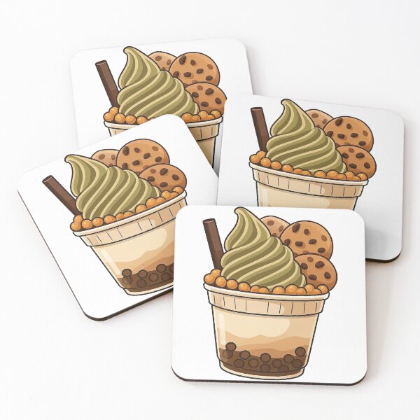 Item preview, Matcha Boba Ice Cream with Cookies Illustration designed and sold by ArtfulWeave.
