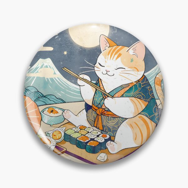 Item preview, Cat Eating Sushi Japanese Anime Manga Kawaii Cat Ukiyoe Artpng By Merch, Limited Edition, Perfect G designed and sold by Jermaine Dixon.