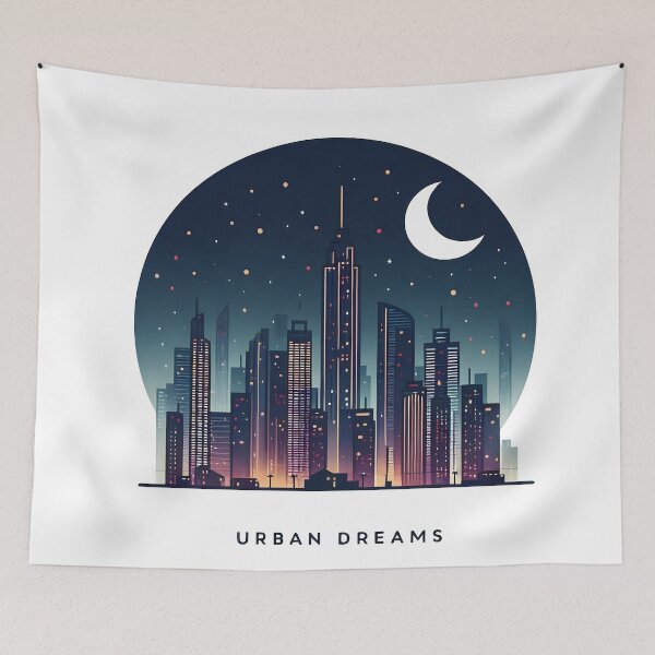 Item preview, city, skyline, moon, landscape, citylights, metropolitan designed and sold by TrueArtVibes.