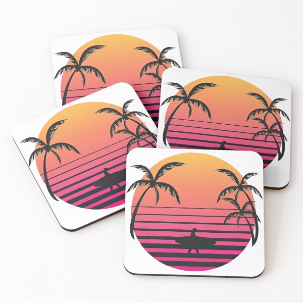 Item preview, Retro Sunset with Palm Trees and Surfer Silhouette designed and sold by ArtfulWeave.