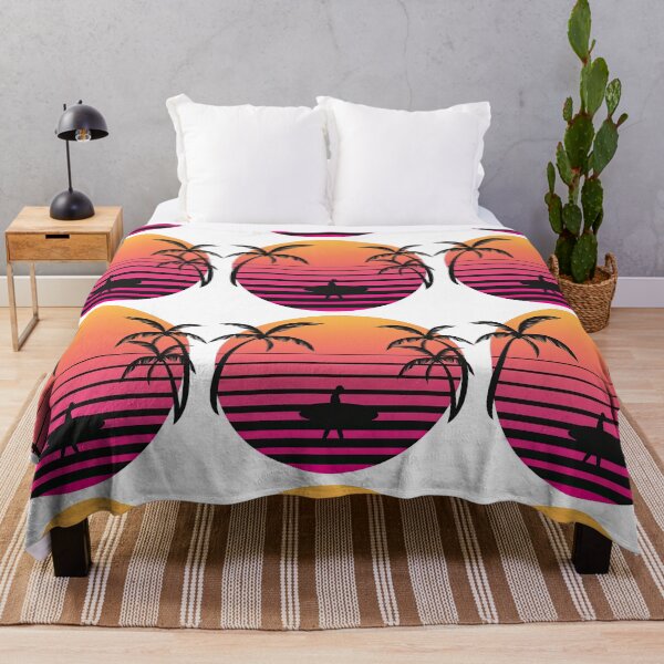 Item preview, Retro Sunset with Palm Trees and Surfer Silhouette designed and sold by ArtfulWeave.
