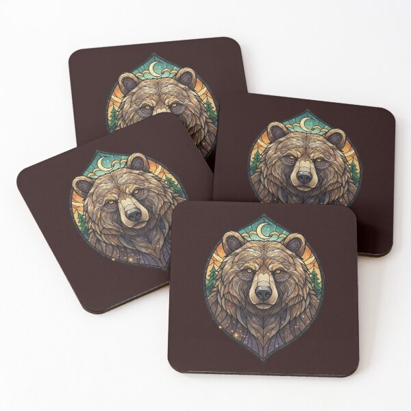 Item preview, Stained Glass Bear – Spirit of the Wild Forest | Sticker pack designed and sold by MerchYouSearch.
