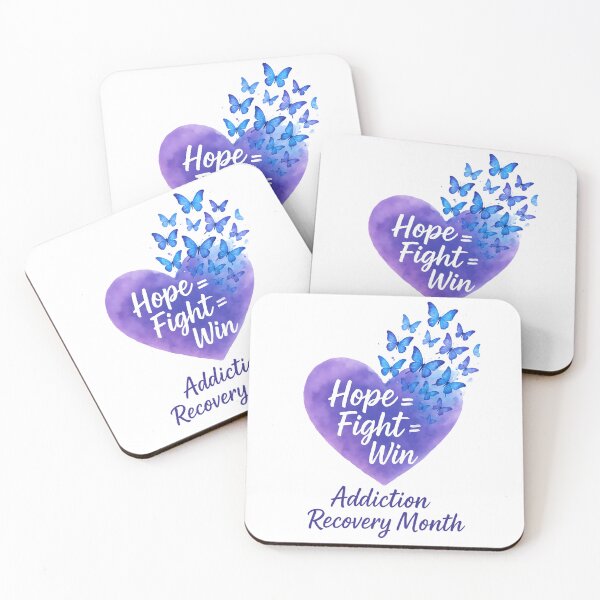 Item preview, Addiction Recovery Month Purple Heart Butterfly Awareness - Hope Fight Win designed and sold by Jaanussar.