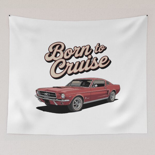 Item preview, Vintage Classic Car Mustang Born To Cruise designed and sold by PrintCarClub.