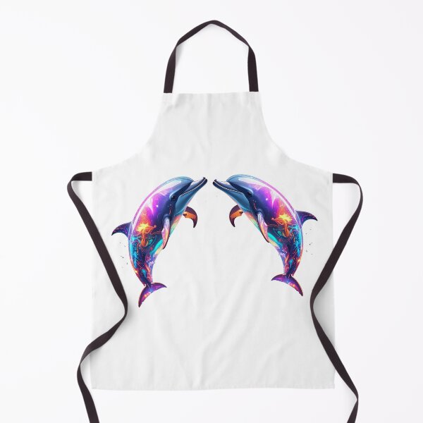 Item preview, Vibrant Neon Glowing Colorful Dolphins with Glass Body Art Print designed and sold by GloriousArtSKD.