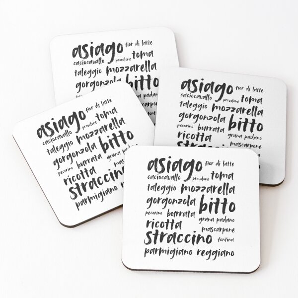 Item preview, Minimalist Italian Cheese Typography Black and White designed and sold by bonniemamadraws.