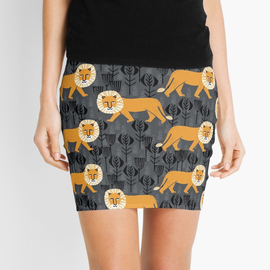 Safari Lion Pattern by Andrea Lauren Mini Skirt