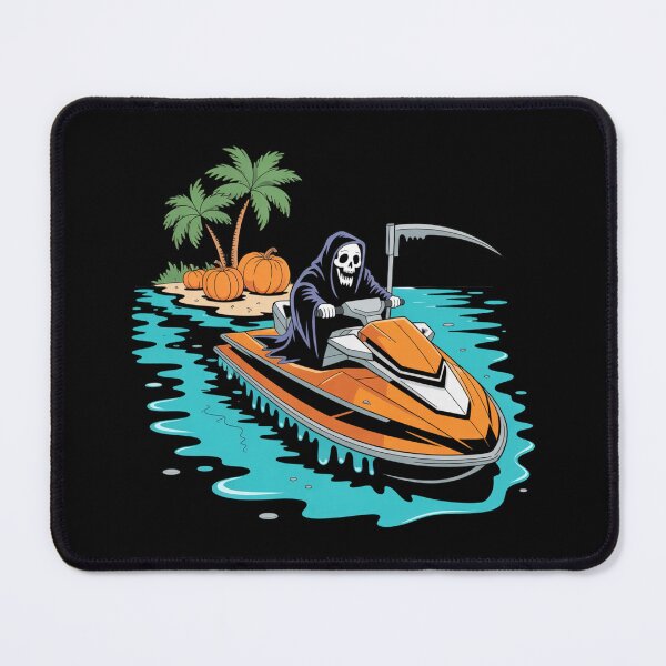 Item preview, Grim Reaper Riding Coffin Jet Ski | Neon Halloween Summer Cartoon designed and sold by ColorSplash123.