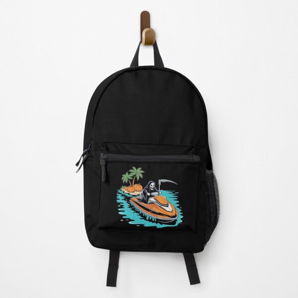 Item preview, Grim Reaper Riding Coffin Jet Ski | Neon Halloween Summer Cartoon designed and sold by ColorSplash123.