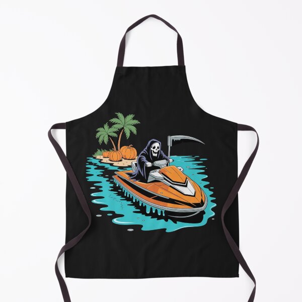 Item preview, Grim Reaper Riding Coffin Jet Ski | Neon Halloween Summer Cartoon designed and sold by ColorSplash123.